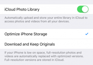 enable iCloud Photo Library